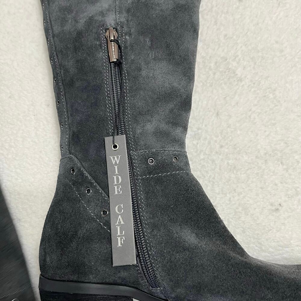Vince Camuto NEW Suede Leather Over The Knee Boots Sz 8 Wide Shaft‎ Gray - Picture 5 of 8